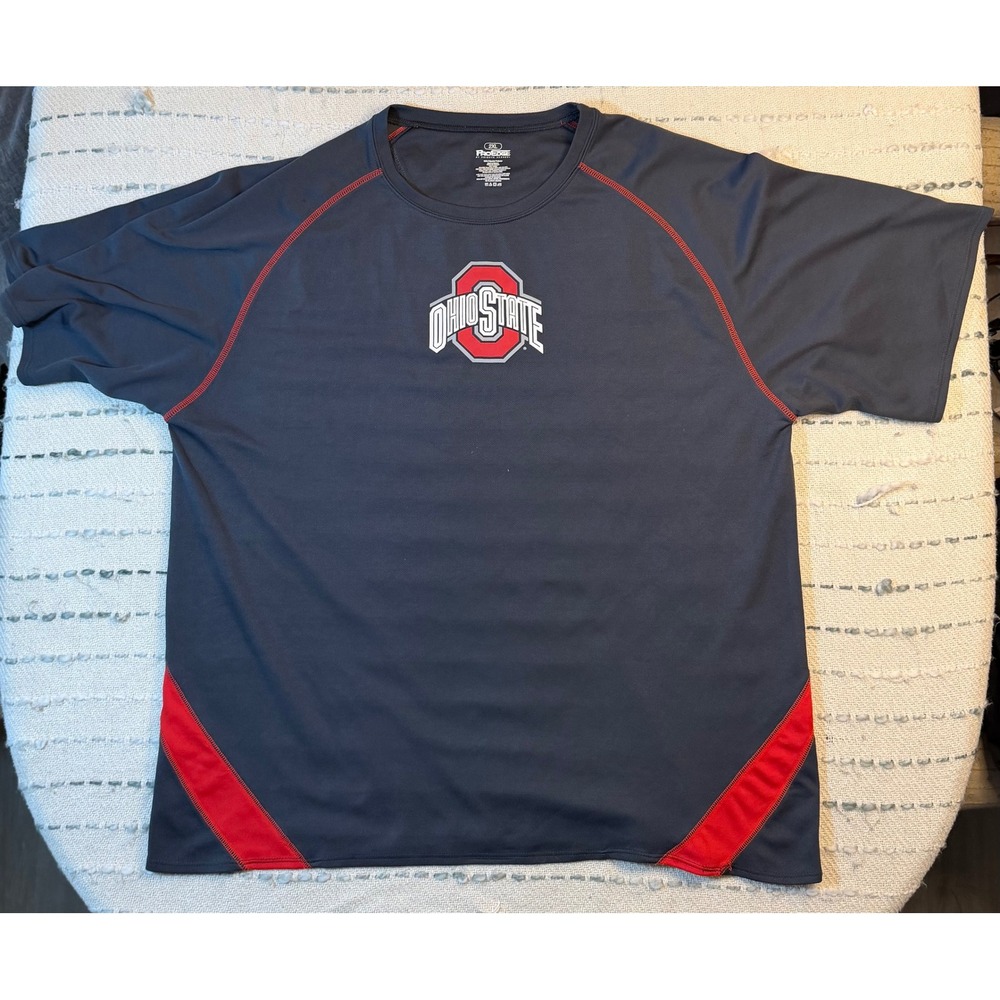 Ohio State Buckeyes Mens 2XL ProEdge Performance Shirt Gray Red Short Sleeve TEE